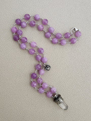 LAVENDER JADE NECKLACE WITH CLEAR QUARTZ PENDANT-24"