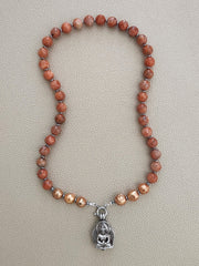 0--NATURAL SUNSTONE NECKLACE W/ 925 BUDDHA--20"