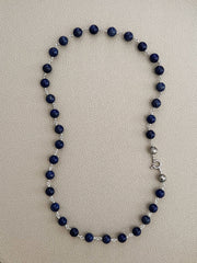 00--10MM LAPIS LAZULI NECKLACE-26"