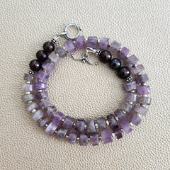 AMETHYST CYLINDER NECKLACE--16"