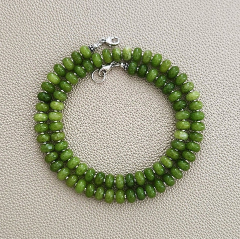 0--GREEN COLORED JADE NECKLACE--20"