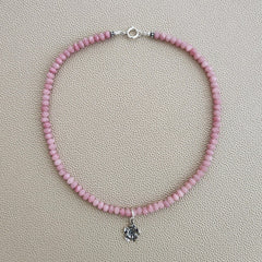 0--MINI PINK OPAL NECKLACE W/ MINI 925 SAKURA--16"