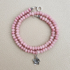 0--MINI PINK OPAL NECKLACE W/ MINI 925 SAKURA--16"