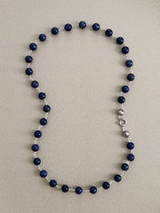 00--10MM LAPIS LAZULI NECKLACE-26"