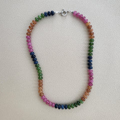 0--MIDNIGHT GARDEN MULTICOLOR JADE NECKLACE--19"