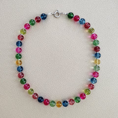 0--CRACKLE QUARTZ CRYSTAL NECKLACE--17.5"