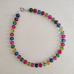 0--CRACKLE QUARTZ CRYSTAL NECKLACE--17.5"