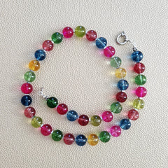 0--CRACKLE QUARTZ CRYSTAL NECKLACE--17.5"