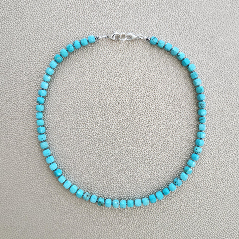 0--TURQUOISE MINI CUBE NECKLACE--16"