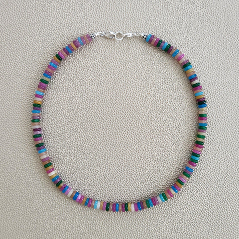 0--MINI BRIGHT MULTI-COLORED GEMSTONE NECKLACE--16"