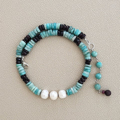 AMAZONITE & GARNET NECKLACE-16"