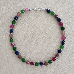 0--MIDNIGHT RITUALS MULTICOLOR JADE NECKLACE--15.75"