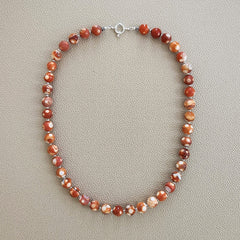 0--ORANGE DREAM FIRE AGATE NECKLACE--20"
