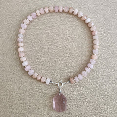 0--PINK MORGANITE NECKLACE W/ PINK BUDDHA--16"