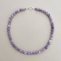 0--NATURAL LEPIDOLITE NECKLACE--16"