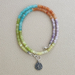 0--DESERT MORNING MINI-MINI GEMSTONE NECKLACE W/ 925 SILVER BEE--16"