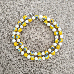 MILLEFIORI YELLOW BEAD NECKLACE-19"