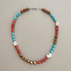 ORANGE JADE MIX NECKLACE--18IN