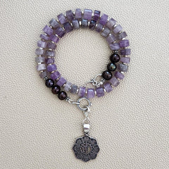 AMETHYST NECKLACE W/ OM PENDANT--16"