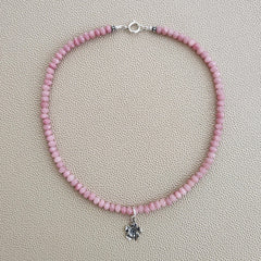0--MINI PINK OPAL NECKLACE W/ MINI 925 SAKURA--16"