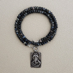 GRAY OPAL NECKLACE W/ COBRA PENDANT-16"