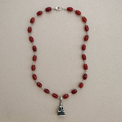 CARNELIAN NECKLACE W/ BUDDHA PENDANT-19"