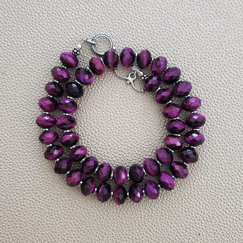 0--PURPLE TIGERS EYE NECKLACE--16"