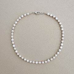 0--WHITE MINI COIN PEARL NECKLACE--16"