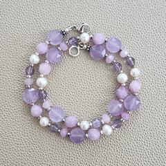 0--LAVENDER JADE MIXED GEMSTONE NECKLACE--16"