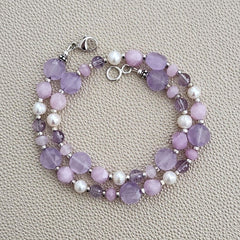 0--LAVENDER JADE MIXED GEMSTONE NECKLACE--16"