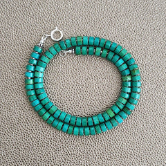 0--GREEN TURQUOISE HEISHI NECKLACE--16"