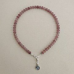 0--STRAWBERRY QUARTZ NECKLACE W/ 925 GANESH--16"