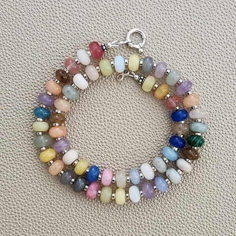 0--MIXED GEMSTONE NECKLACE IN JELLYBEAN COLORS-16"