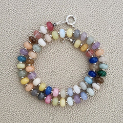 0--MIXED GEMSTONE NECKLACE IN JELLYBEAN COLORS-16"
