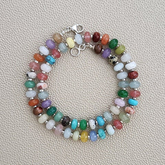 0--MIXED GEMSTONE NECKLACE IN JELLYBEAN COLORS-18"