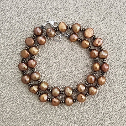 0--ORANGE GOLD PEARL NECKLACE--18"