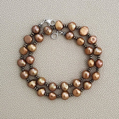 0--ORANGE GOLD PEARL NECKLACE--18"