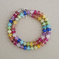 0--KALEIDOSCOPE MULTI-COLOR JADE NECKLACE--18"