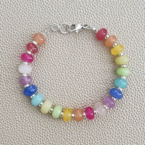 KALEIDOSCOPE MULTI COLORED JADE BRACELET-7"