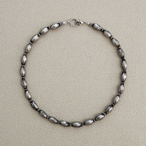 VINTAGE 925 SILVER BEAD NECKLACE-16"