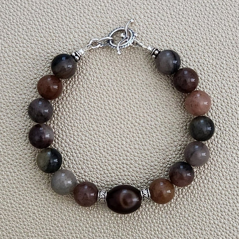 QUARTZITE WITH TIBETAN AGATE BRACELET