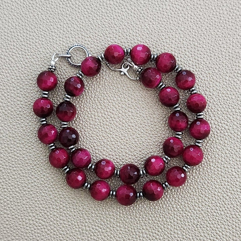0--HOT PINK TIGERS EYE NECKLACE--16"