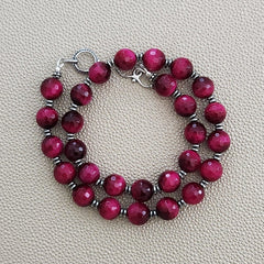 0--HOT PINK TIGERS EYE NECKLACE--16"