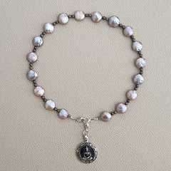 0--LAVENDER COIN PEARL NECKLACE W/ SITTING BUDDHA--16"