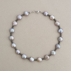 0--LAVENDER COIN PEARL NECKLACE--16"