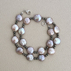 0--LAVENDER COIN PEARL NECKLACE--16"
