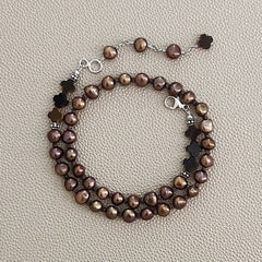 0--MOCHA BROWN PEARL NECKLACE--16-18"