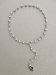0--ROSE PEARL NECKLACE WITH INFINITY PENDANT-16-20"