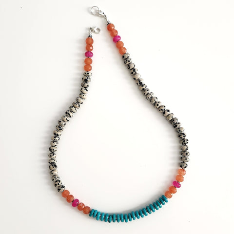 0--DALMATION JASPER & ORANGE JADE NECKLACE--20"