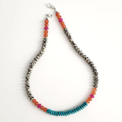 0--DALMATION JASPER & ORANGE JADE NECKLACE--20"